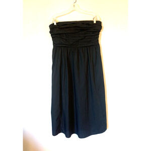 Abercrombie & Fitch Women's Dress Large Black Strapless Aline Midi Black Pockets